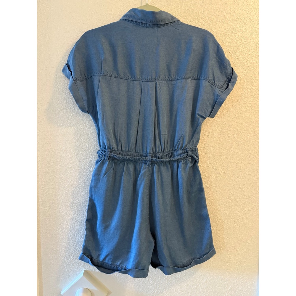 Nicole Miller NY Blue LyoCell Blend Romper Short Sleeve Button Up Size 2 - NEW - Picture 2 of 7